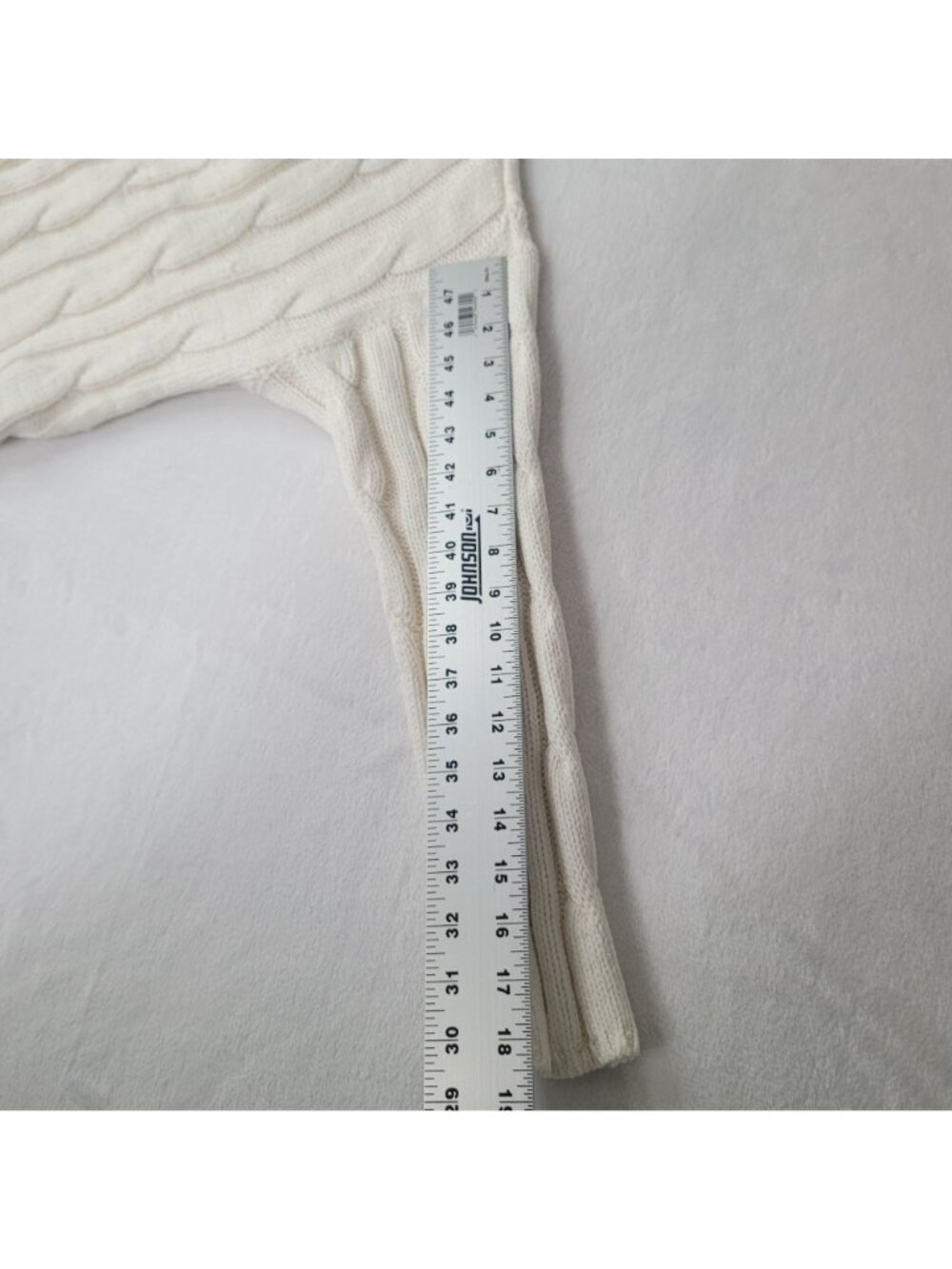 Madewell Women's Cream Cable Knit V-Neck Sweater Size L - Picture 6 of 8